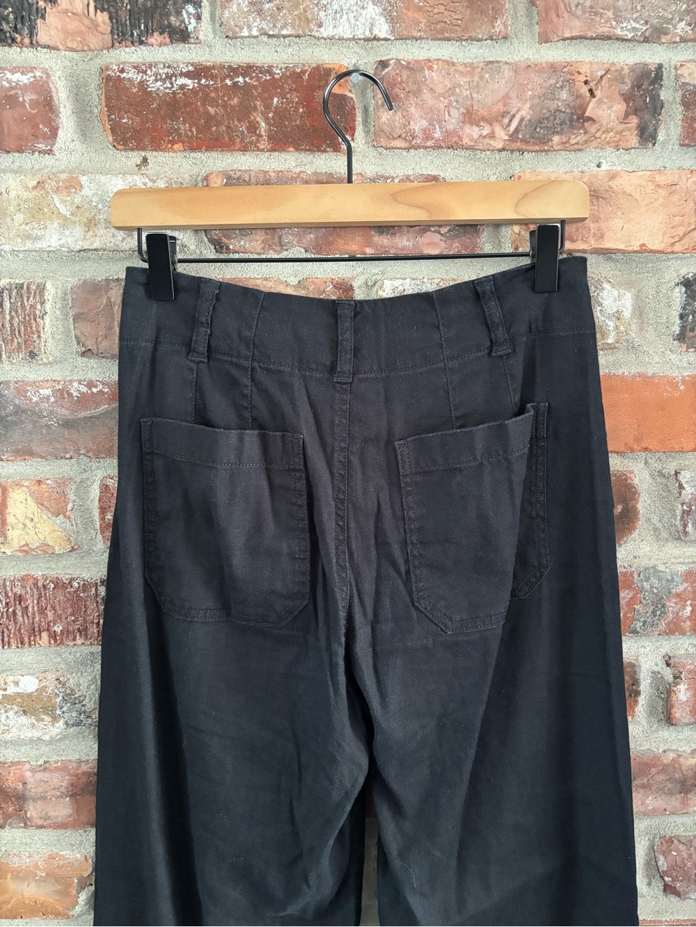 Maeve Anthropologie Colette Wide Leg Crop Pants Black Linen Cotton Blend, 25 - Picture 6 of 9